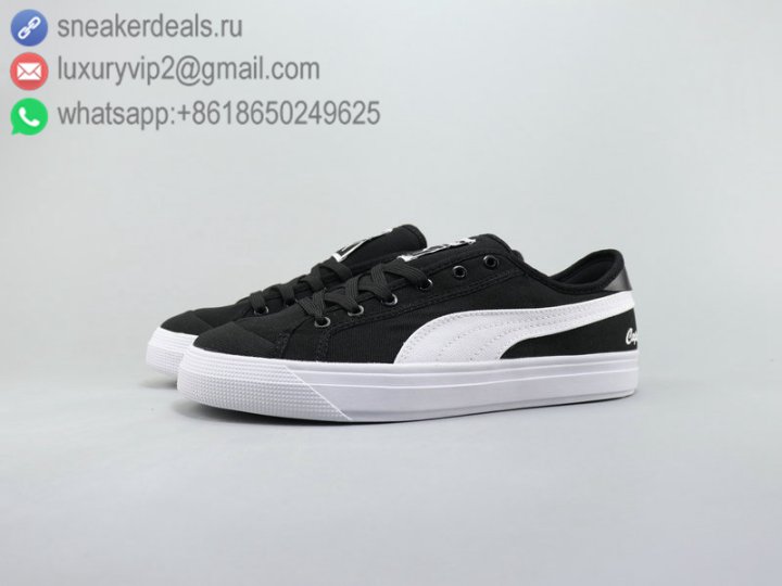 Puma Capri Unisex Canvas Shoes Low Black White Size 36-44